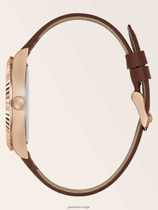 Guess klokke i ekte skinn med datofunksjon hvit hvit unisex F0LJ80944