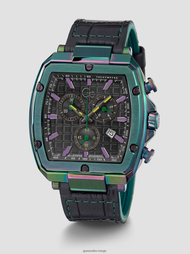 Guess multi gc sort skinn chrono multifunksjonsklokke multi unisex F0LJ8010950