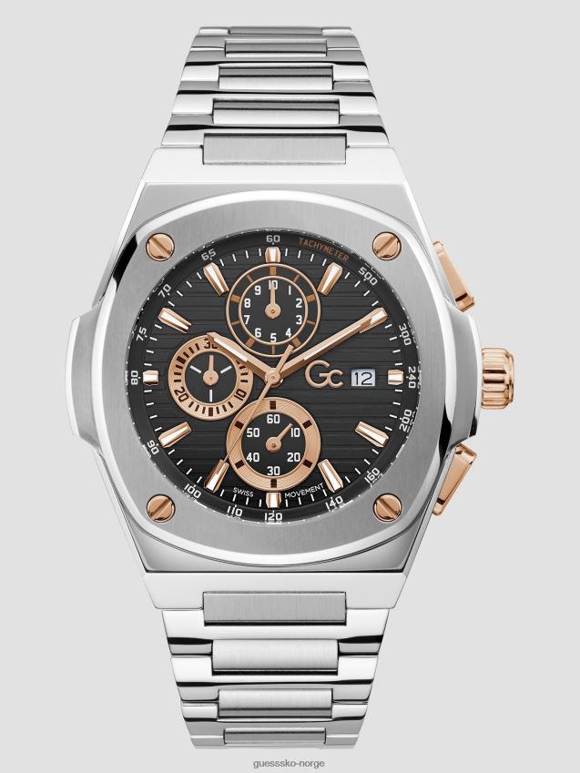 Guess multi sølvfarget og sort kronografklokke multi unisex F0LJ8010908