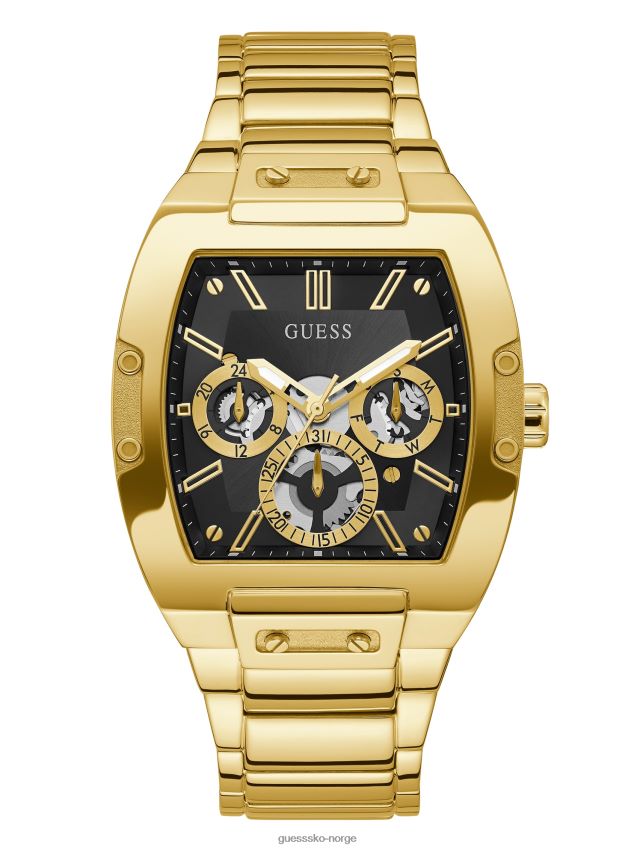 Guess multi-svart og gullfarget firkantet multifunksjonsklokke multi unisex F0LJ8011002
