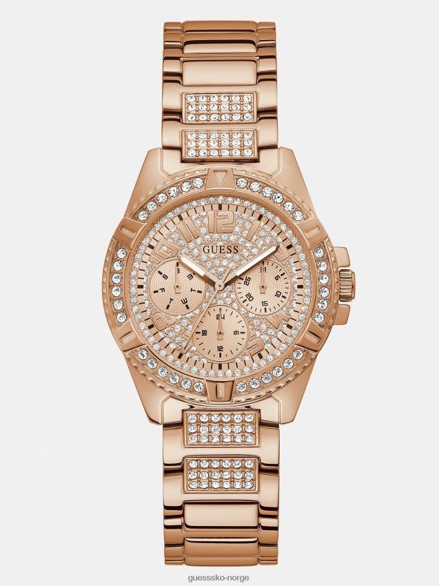 Guess multifunksjons krystallklokke i rosa gull Rose gull unisex F0LJ804039