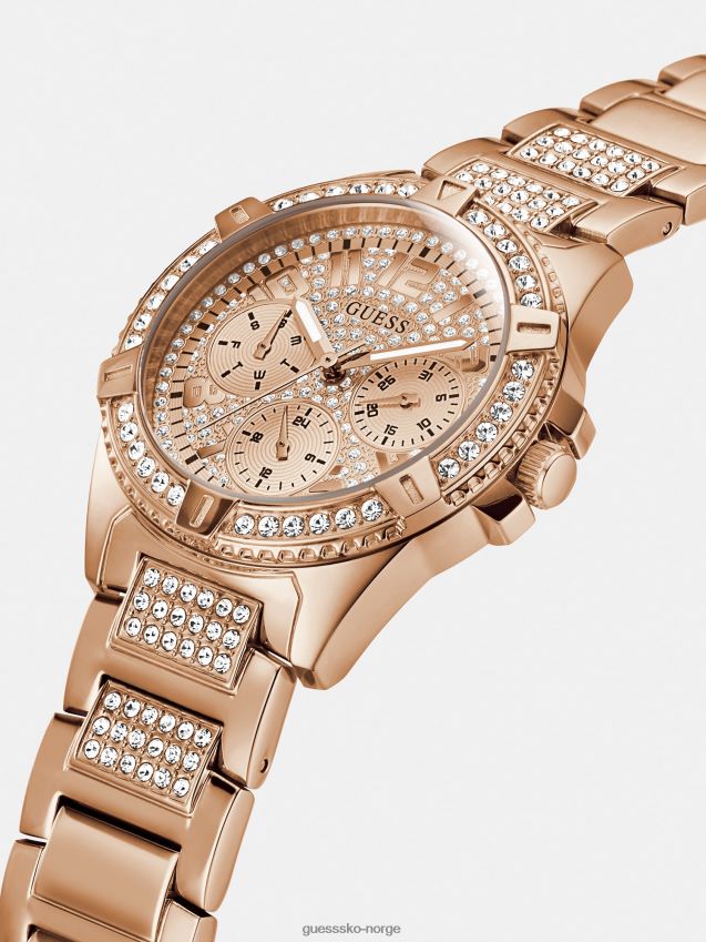 Guess multifunksjons krystallklokke i rosa gull Rose gull unisex F0LJ804039