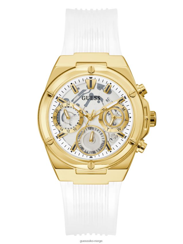 Guess multifunksjonsklokke i hvit og gulltone multi unisex F0LJ8010146