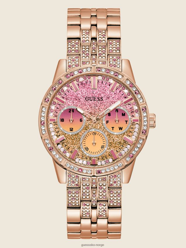 Guess multifunksjonsklokke i rosa gulltone multi unisex F0LJ8010076