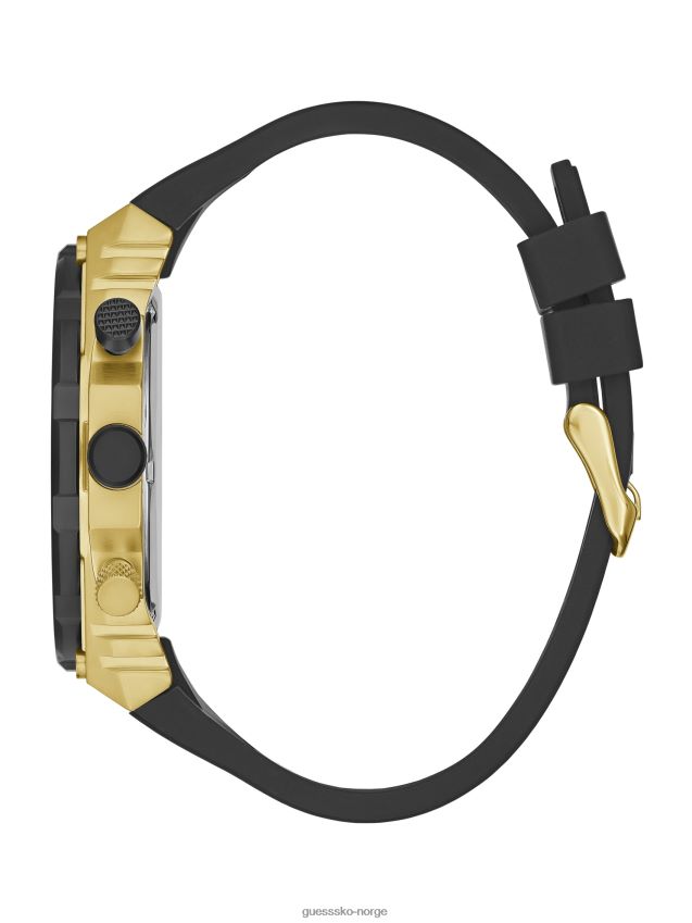 Guess multifunksjonsklokke med flere gulltoner og svart eksponert skive multi unisex F0LJ8011004