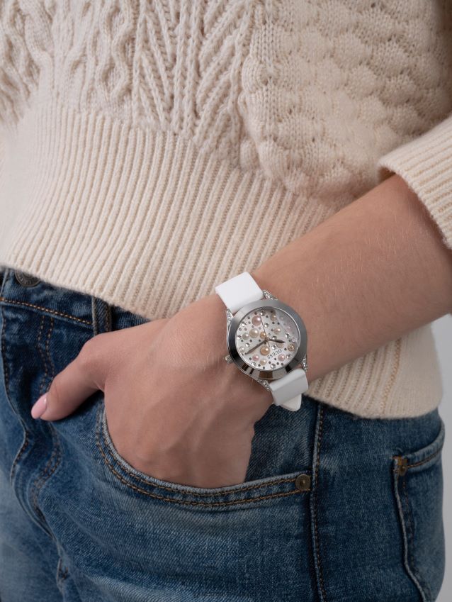 Guess perle analog klokke sølv sølv unisex F0LJ804160