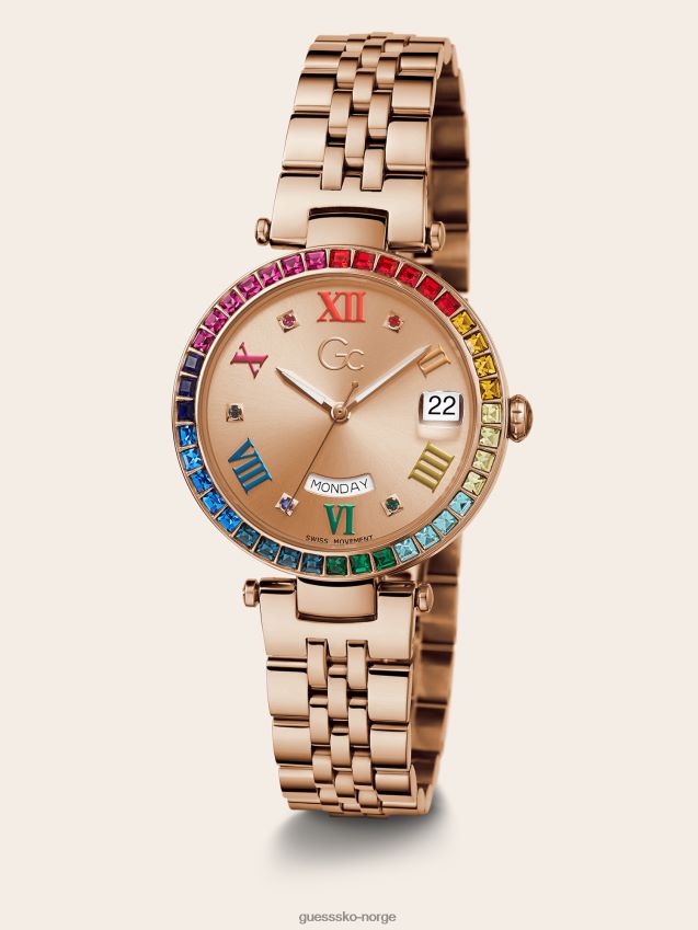 Guess rosa gull gc stålklokke med datofunksjon Rose gull unisex F0LJ804480