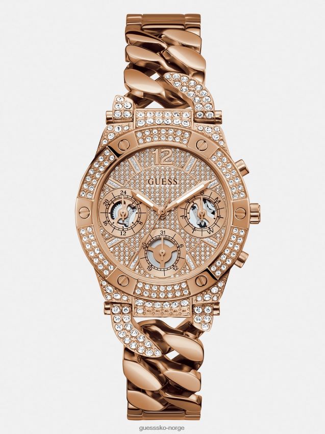 Guess rosa gull multifunksjons krystallklokke Rose gull unisex F0LJ804655