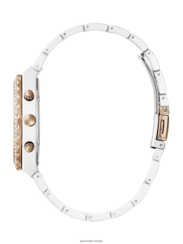 Guess rosa gull-tone og hvit keramisk multifunksjonsklokke multi multi unisex F0LJ807825