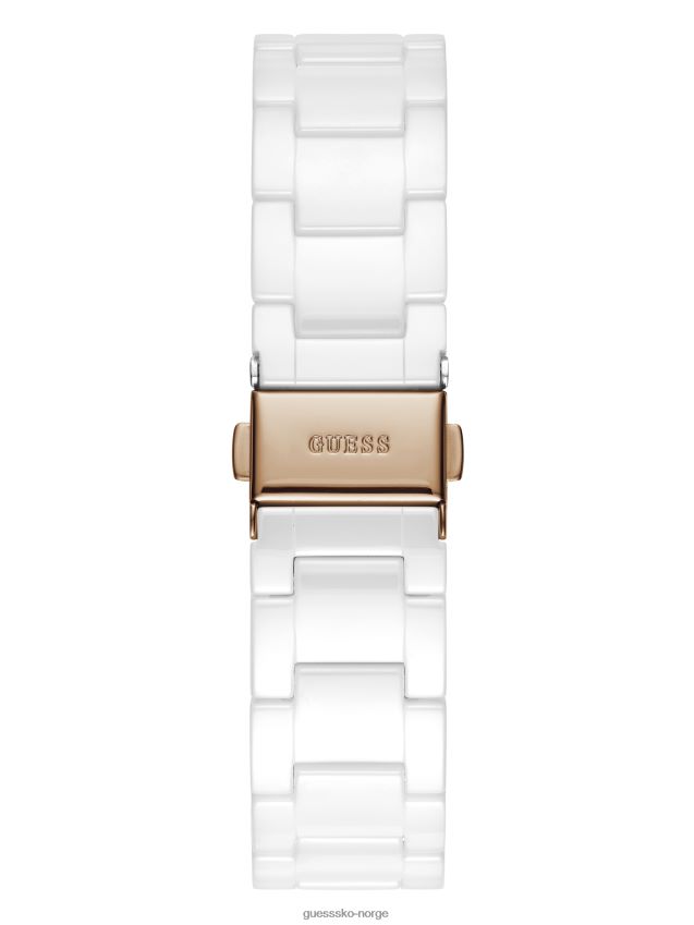 Guess rosa gull-tone og hvit keramisk multifunksjonsklokke multi multi unisex F0LJ807825
