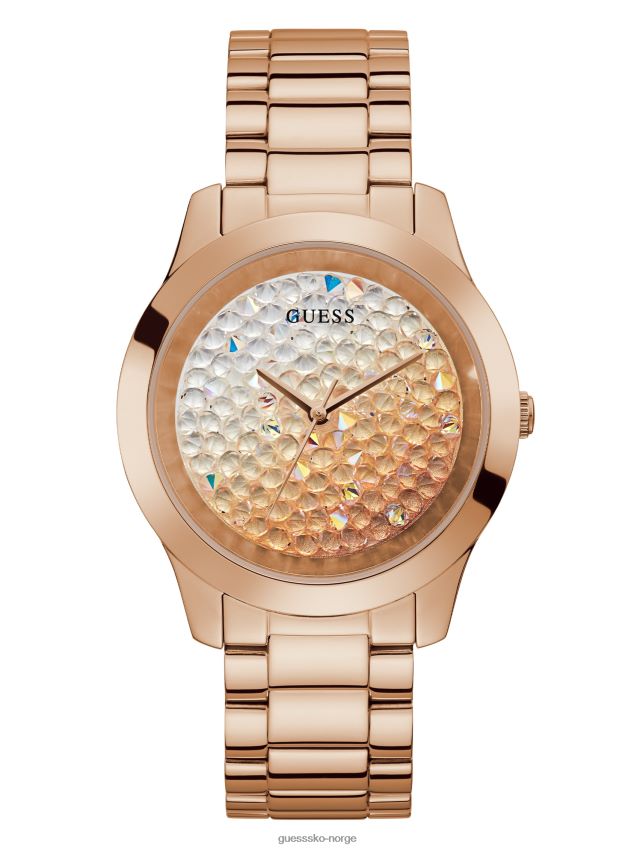 Guess rosa gull-tone ombre rhinestone analog klokke uten farge ingen farge unisex F0LJ807832