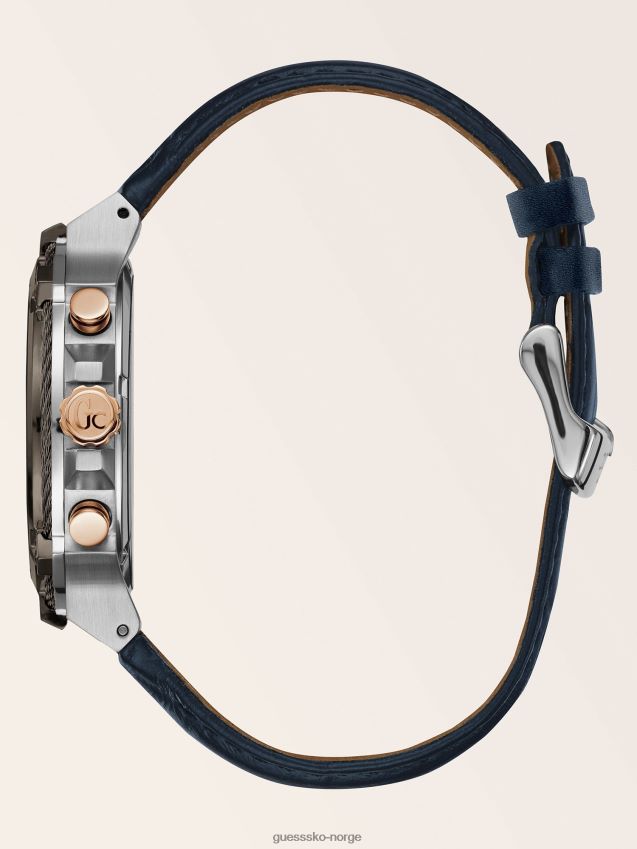 Guess sølv gc kronografklokke i ekte skinn sølv unisex F0LJ80264