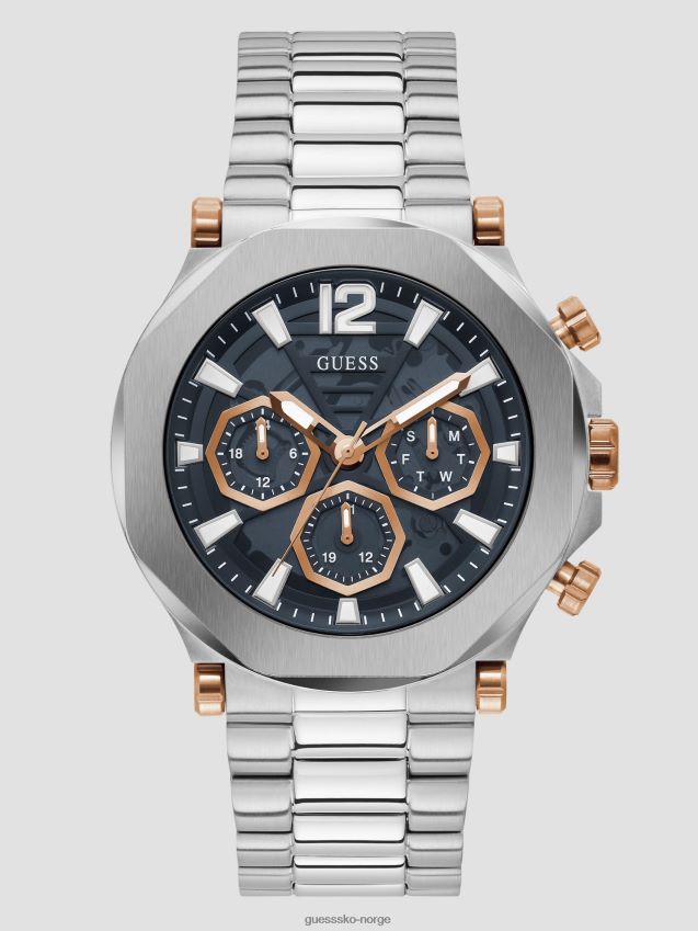 Guess sølv-tone gjennomskåret multifunksjonsklokke sølv sølv unisex F0LJ8010898