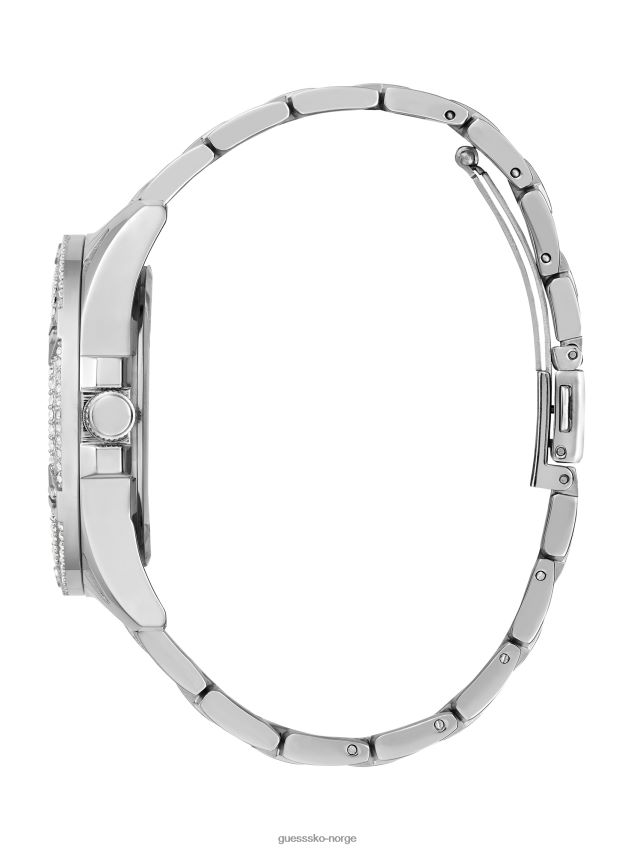 Guess sølvfarget rhinestone-gjennomskåret klokke sølv unisex F0LJ8010059