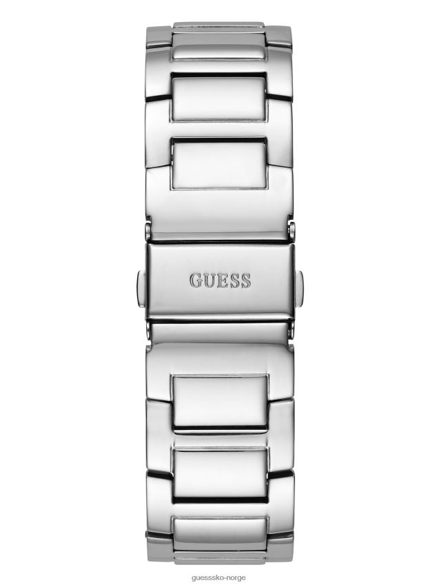 Guess sølvfarget rhinestone-gjennomskåret klokke sølv unisex F0LJ8010059