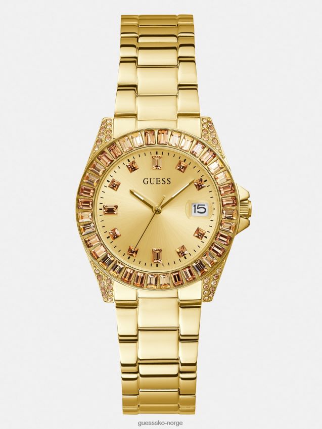 Guess sølvkrystallklokke med datofunksjon sølv unisex F0LJ804334