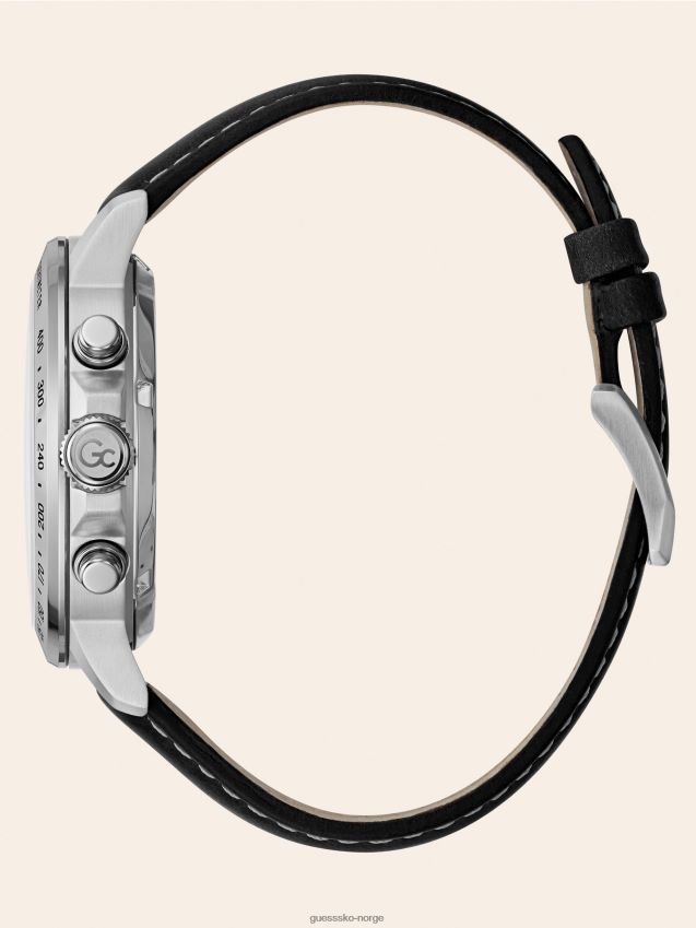 Guess sort gc kronografklokke i ekte skinn svart unisex F0LJ801618