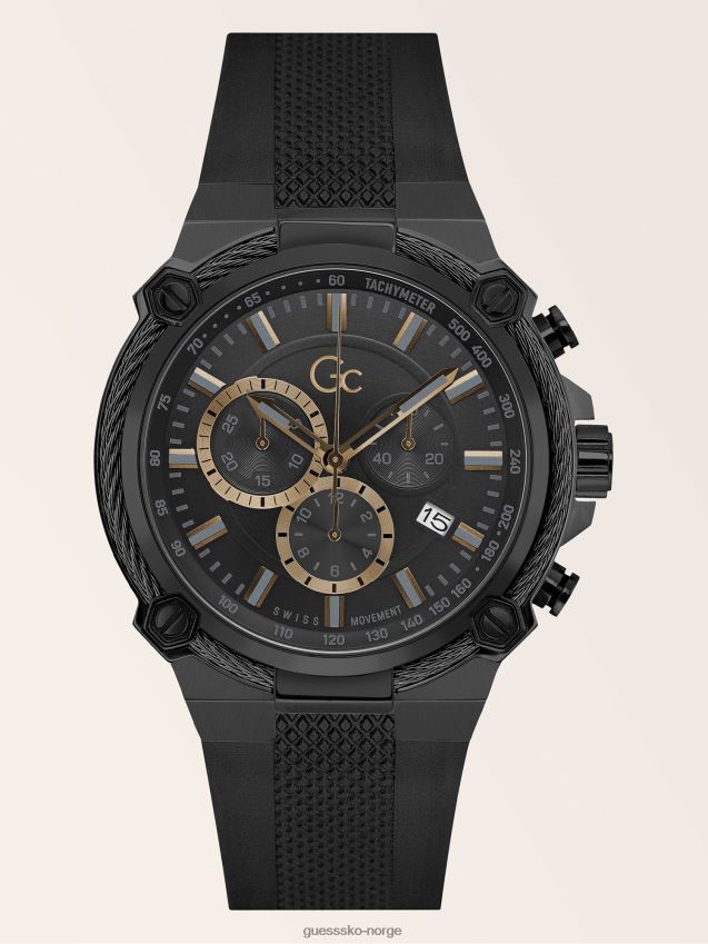 Guess svart gc silikon kronografklokke svart unisex F0LJ80416