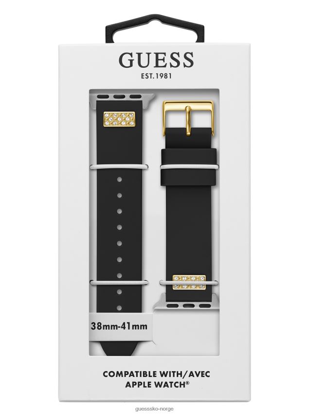 Guess svart rhinestone svart silikon 38-40 mm bånd til apple watch svart unisex F0LJ8010263