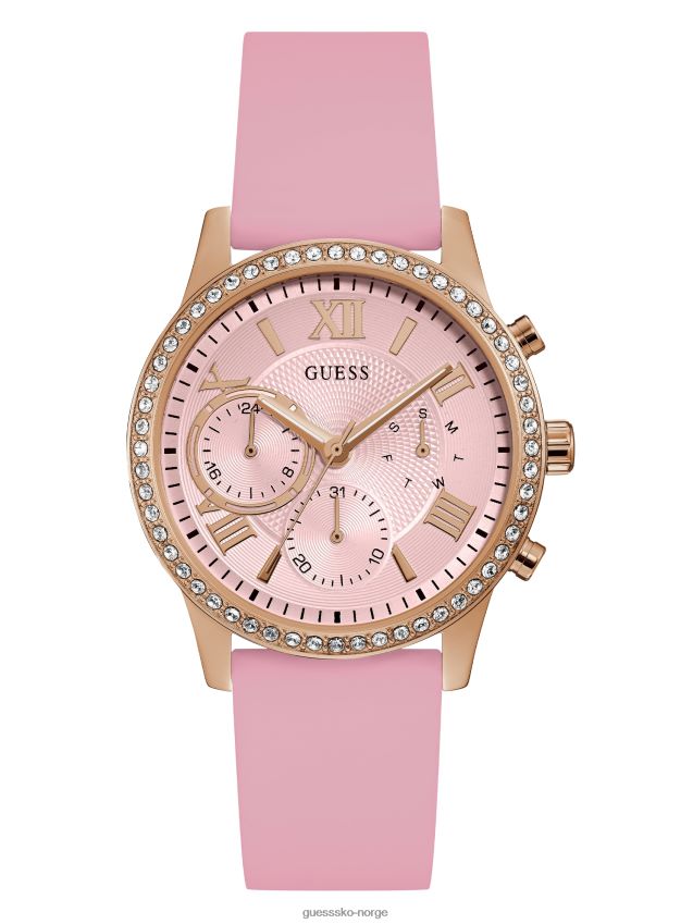 Guess uten farge rosegull-tone og blush silikon multifunksjonsklokke ingen farge unisex F0LJ807623