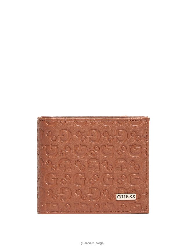 Guess bifold lommebok med brun preget logo brun unisex F0LJ808805