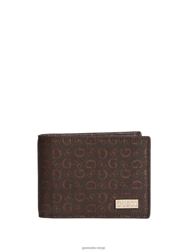 Guess brun carter logo bifold lommebok brun unisex F0LJ808767