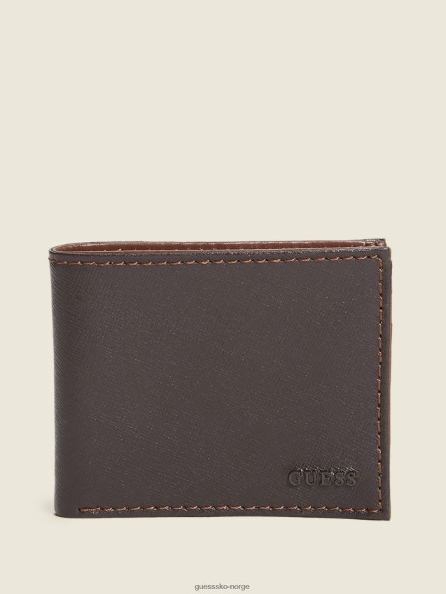 Guess kontrastsøm slimfold lommebok brun brun unisex F0LJ8011092