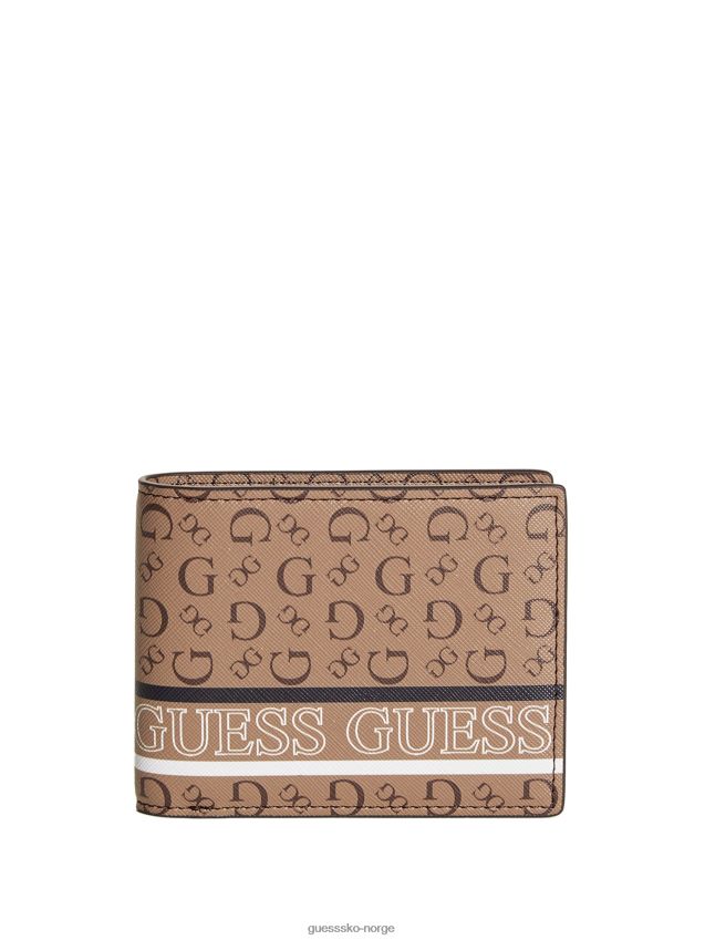Guess logo stripe bifold lommebok brun brun unisex F0LJ808757
