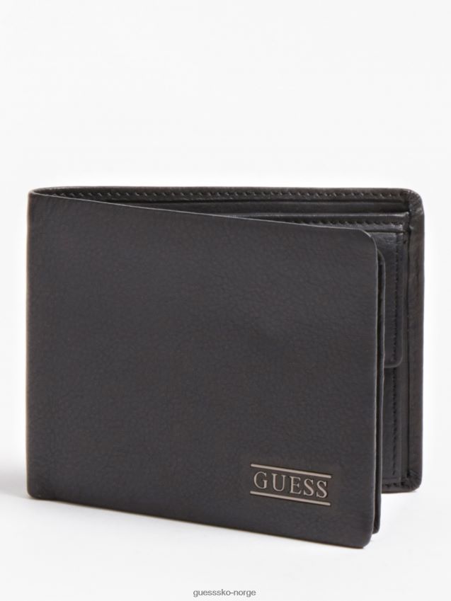 Guess ny boston lommebok i ekte skinn svart svart unisex F0LJ80845