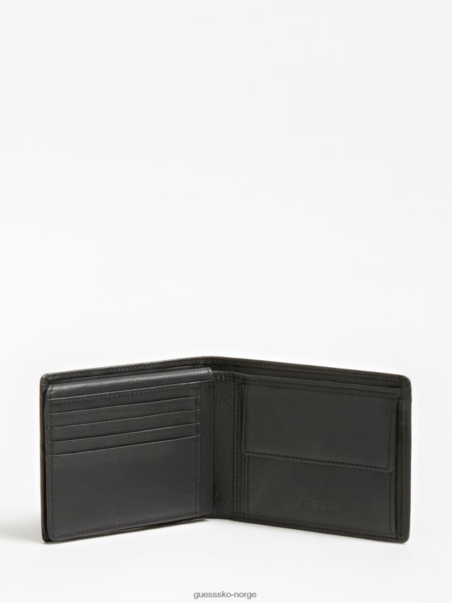 Guess ny boston lommebok i ekte skinn svart svart unisex F0LJ80845