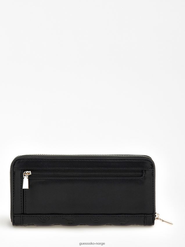 Guess svart abey maxi lommebok med preget logo svart unisex F0LJ804326