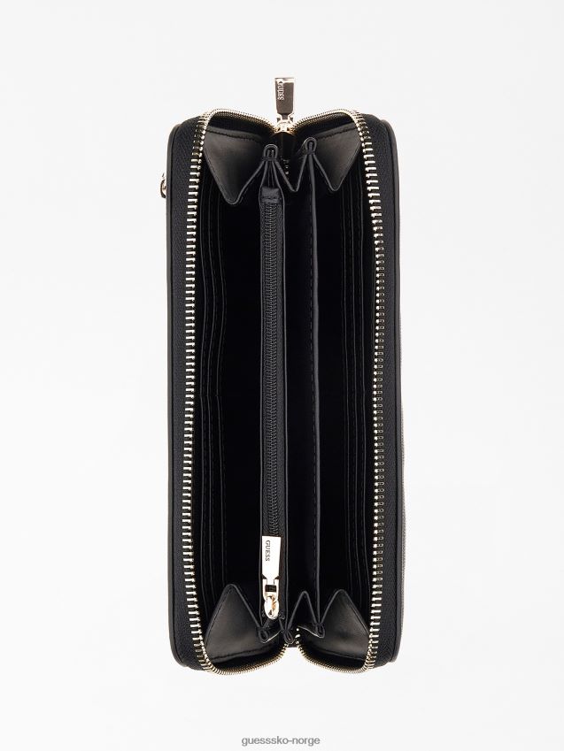 Guess svart abey maxi lommebok med preget logo svart unisex F0LJ804326