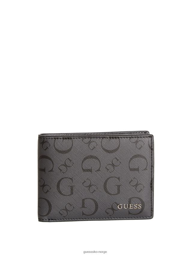 Guess svart forstørret logo carter bifold lommebok svart unisex F0LJ808758