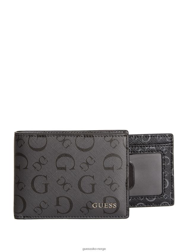 Guess svart forstørret logo carter bifold lommebok svart unisex F0LJ808758