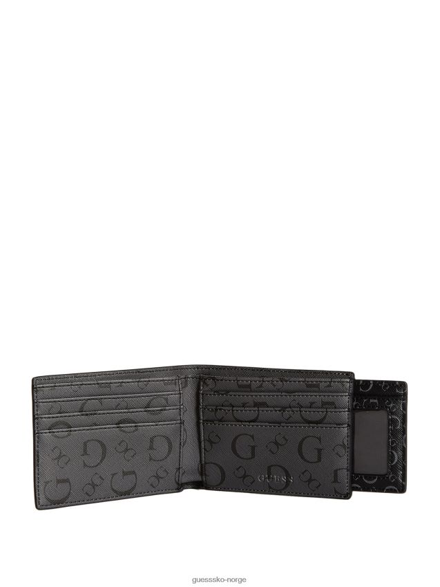 Guess svart forstørret logo carter bifold lommebok svart unisex F0LJ808758