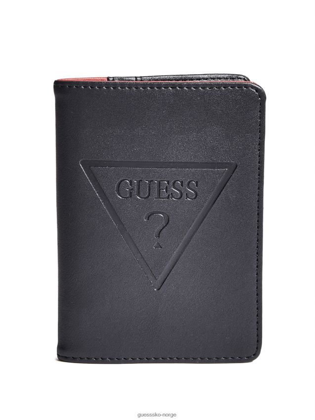 Guess svart logo preget passetui svart unisex F0LJ808741
