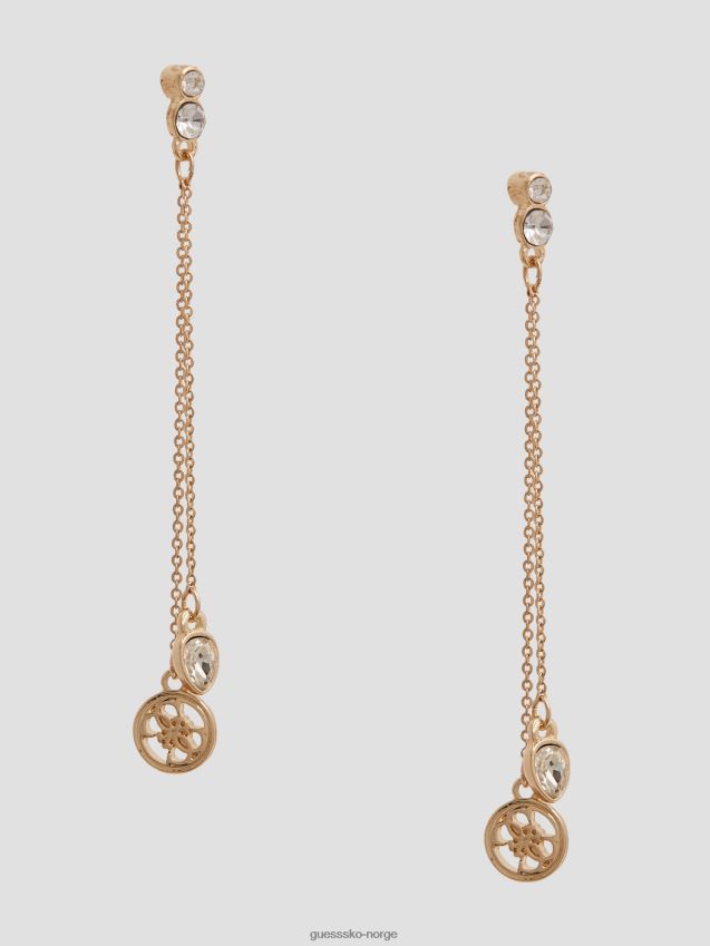 Guess gull-tone lineær krystall og logo øredobber gull gull unisex F0LJ8010066