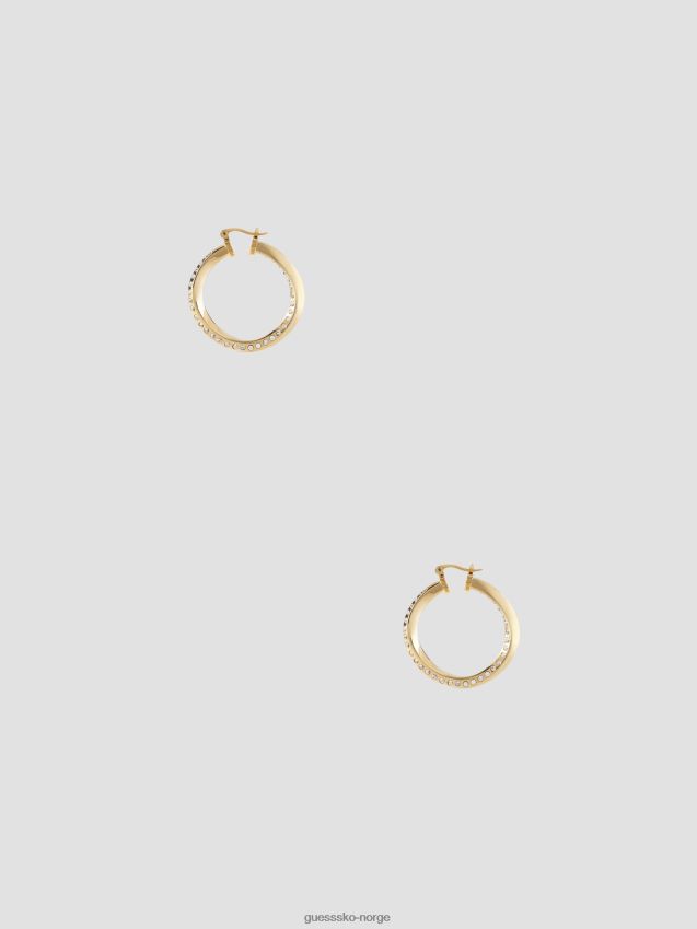 Guess gult gull gull-tone og cz vridd bøyle øredobber gult gull unisex F0LJ8010243