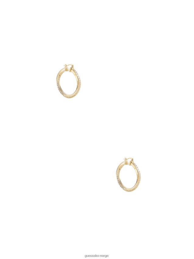 Guess gult gull gull-tone og cz vridd bøyle øredobber gult gull unisex F0LJ8010243