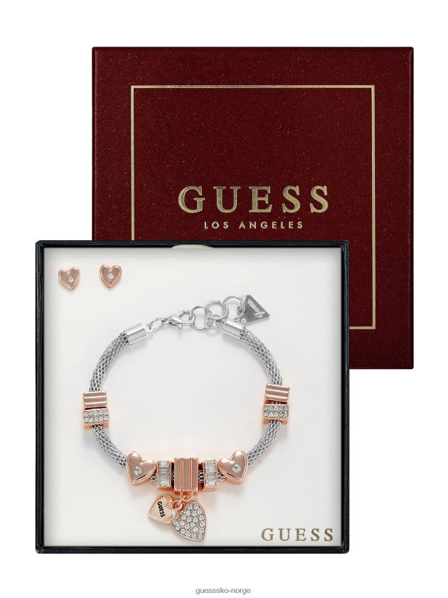 Guess multi-tone sjarm armbånd og øredobber boks sett sølv sølv unisex F0LJ807666