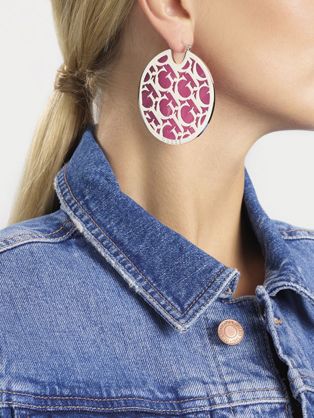 Guess sølv alt-om-logo-øreringer sølv unisex F0LJ806253