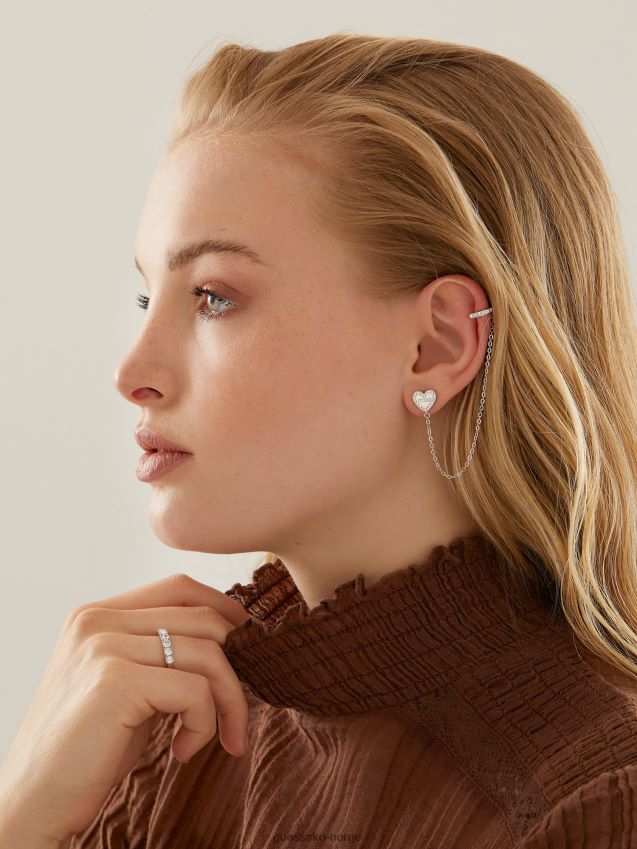 Guess sølv hjerte til hjerte øredobber sølv unisex F0LJ804016