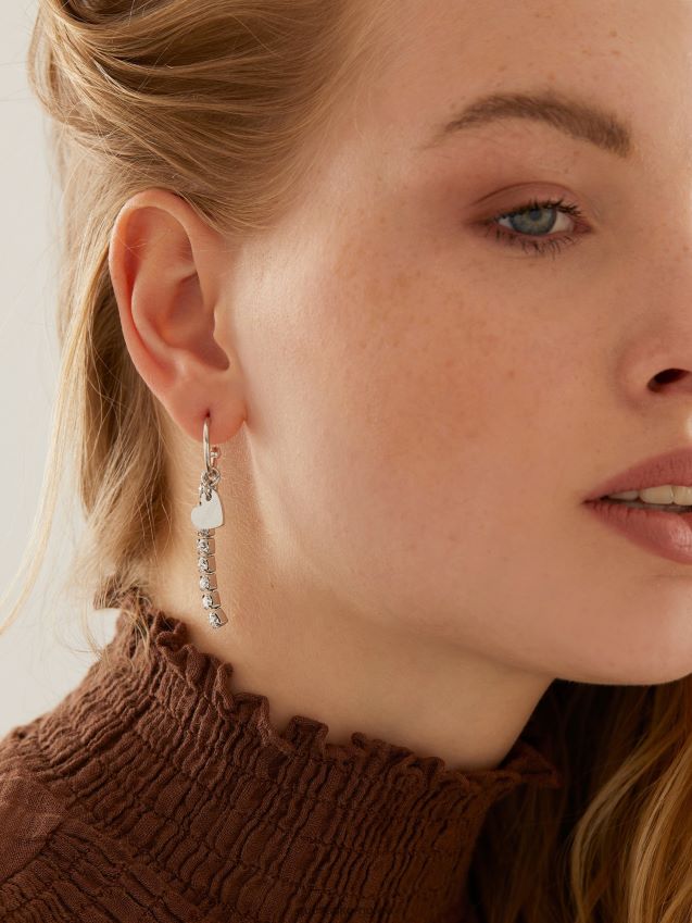 Guess sølv hjerte til hjerte øredobber sølv unisex F0LJ804070