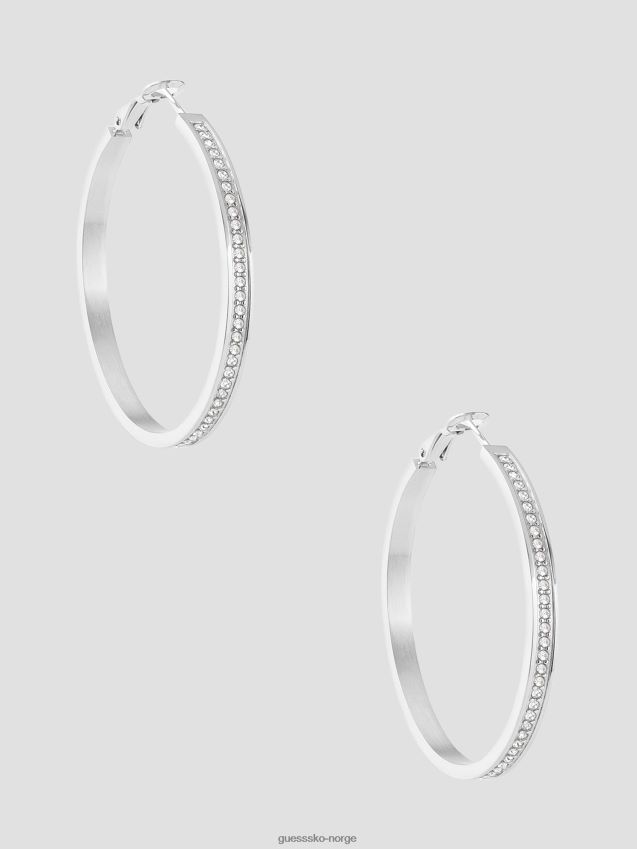 Guess sølv-tone og cz hoop øredobber rh rh unisex F0LJ8010144