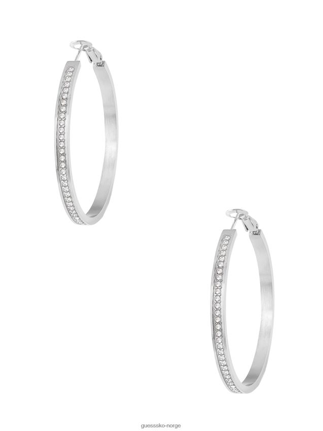 Guess sølv-tone og cz hoop øredobber rh rh unisex F0LJ8010144
