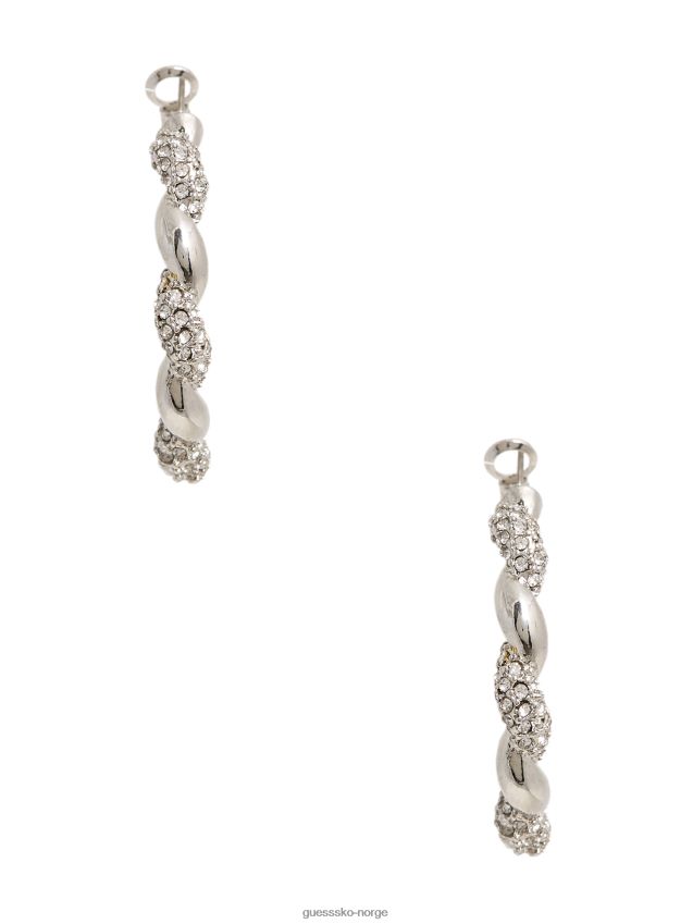 Guess sølv-tone rhinestone twist hoop øredobber sølv sølv unisex F0LJ8010169