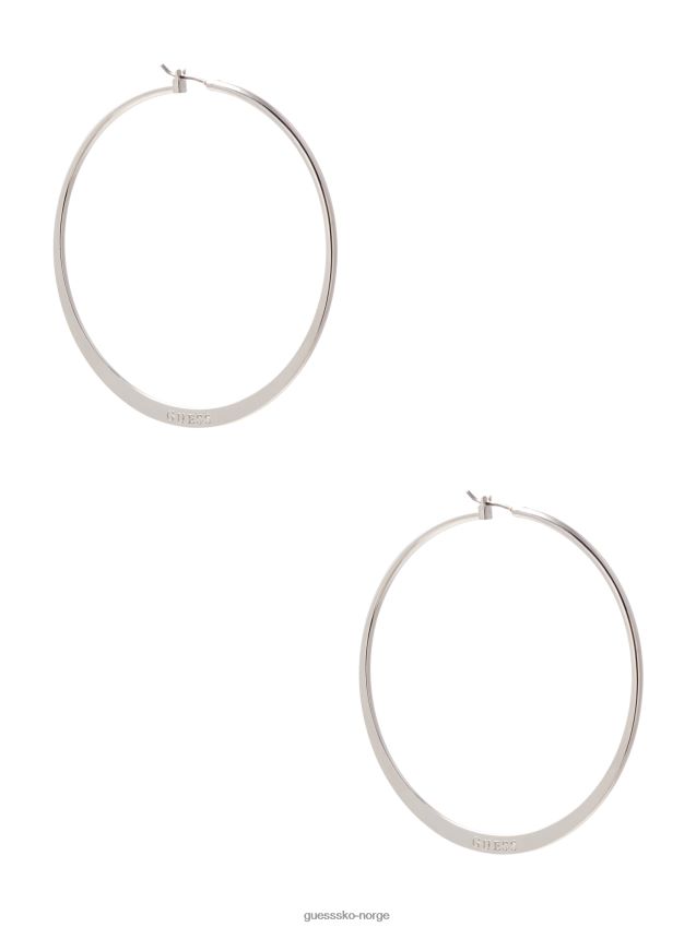 Guess sølvfargede ørepynt med stor logo sølv unisex F0LJ807797