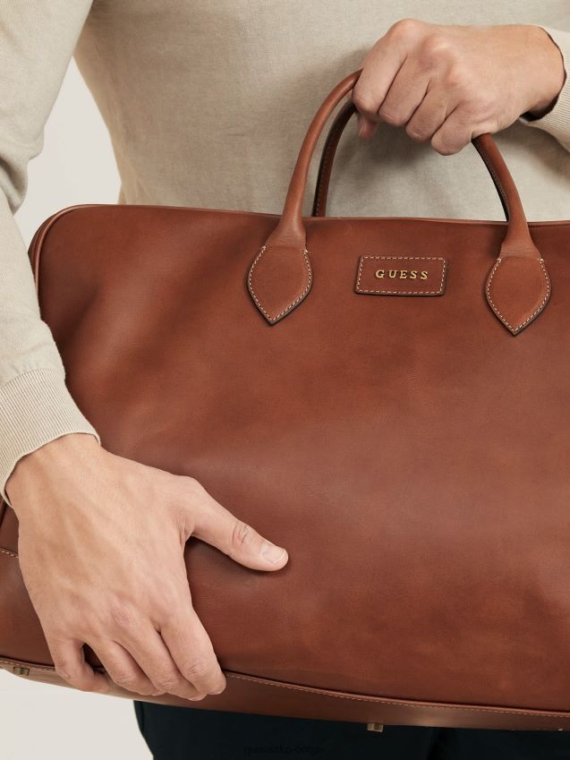 Guess Lario helgeveske i ekte skinn brun brun unisex F0LJ80981