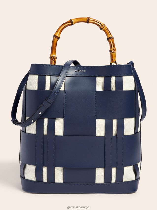 Guess aida vevd hobo bag i ekte skinn blå blå unisex F0LJ805444