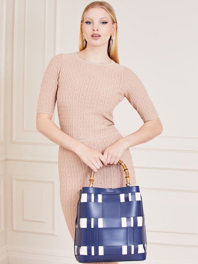 Guess aida vevd hobo bag i ekte skinn blå blå unisex F0LJ805444